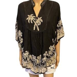 Advance Apparels Womens FreeSize TieDye Black Gray Boho Goth Embroidery Tank Top